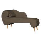 Recamier Decorativo Divã Melissa Lado Direito Linho Marrom Pés Madeira Mz Decor