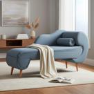 Recamier Decorativo Divã Melissa Lado Esquerdo Linho Azul Marinho Pés Madeira Ms Decor Recamier Decorativo Divã Melissa Lado Esquerdo Linho Azul Marinho Pés Madeira Ms Decor