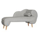 Recamier Decorativo Divã Melissa Lado Esquerdo Linho Bege Pés Madeira Ms Decor
