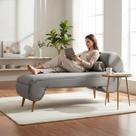 Recamier Decorativo Divã Melissa Lado Esquerdo Linho Cinza Pés Madeira Mz Decor Recamier Decorativo Divã Melissa Lado Esquerdo Linho Cinza Pés Madeira Mz Decor