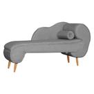Recamier Decorativo Divã Melissa Lado Esquerdo Linho Cinza Pés Madeira Mz Decor