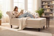 Recamier Decorativo Divã Styllus Lado Direito Bouclé Bege Recamier Decorativo Divã Styllus Lado Direito Bouclé Bege