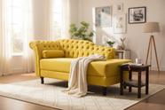 Recamier Decorativo Divã Styllus Lado Direito Couro Amarelo