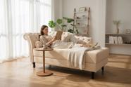Recamier Decorativo Divã Styllus Lado Direito Couro Bege
