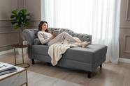 Recamier Decorativo Divã Styllus Lado Direito Couro Cinza