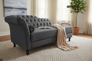 Recamier Decorativo Divã Styllus Lado Direito Couro Cinza Recamier Decorativo Divã Styllus Lado Direito Couro Cinza