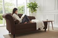 Recamier Decorativo Divã Styllus Lado Direito Couro Marrom