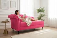 Recamier Decorativo Divã Styllus Lado Direito Couro Rosa Pink
