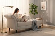 Recamier Decorativo Divã Styllus Lado Direito Linho Bege