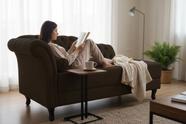 Recamier Decorativo Divã Styllus Lado Direito Suede Marrom