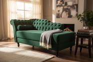 Recamier Decorativo Divã Styllus Lado Direito Suede Verde