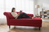 Recamier Decorativo Divã Styllus Lado Direito Suede Vermelho