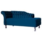 Recamier Decorativo Divã Styllus Lado Direito Veludo Azul Marinho Pés Madeira Ms Decor