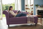 Recamier Decorativo Divã Styllus Lado Direito Veludo Rosê Pés Madeira Ms Decor