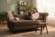 Recamier Decorativo Divã Styllus Lado Esquerdo Bouclé Marrom Recamier Decorativo Divã Styllus Lado Esquerdo Bouclé Marrom