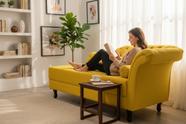 Recamier Decorativo Divã Styllus Lado Esquerdo Couro Amarelo Recamier Decorativo Divã Styllus Lado Esquerdo Couro Amarelo