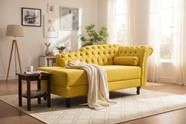 Recamier Decorativo Divã Styllus Lado Esquerdo Couro Amarelo Recamier Decorativo Divã Styllus Lado Esquerdo Couro Amarelo