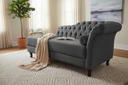 Recamier Decorativo Divã Styllus Lado Esquerdo Couro Cinza