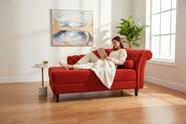 Recamier Decorativo Divã Styllus Lado Esquerdo Couro Vermelho Recamier Decorativo Divã Styllus Lado Esquerdo Couro Vermelho