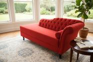 Recamier Decorativo Divã Styllus Lado Esquerdo Couro Vermelho