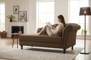 Recamier Decorativo Divã Styllus Lado Esquerdo Linho Marrom