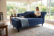 Recamier Decorativo Divã Styllus Lado Esquerdo Suede Azul Marinho