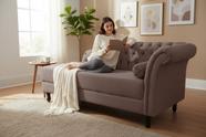 Recamier Decorativo Divã Styllus Lado Esquerdo Suede Capuccino