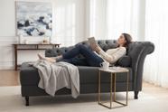 Recamier Decorativo Divã Styllus Lado Esquerdo Suede Cinza