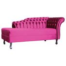 Recamier Decorativo Divã Styllus Lado Esquerdo Veludo Rosa Pink Pés Madeira Ms Decor