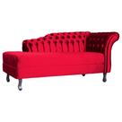 Recamier Decorativo Divã Styllus Lado Esquerdo Veludo Vermelho Pés Madeira Ms Decor