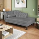 Recamier Diana 160cm Lado Direito Suede Cinza - Doce Sonho Móveis
