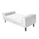 Recamier Divã Baú 160 cm Estofado Luiz XV Sofá 2 Lugares Suede Branco Para Sala de Estar Consultório Quarto Recepção Escritório
