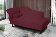 Recamier divã larissa liso 185cm lado esquerdo suede bordo