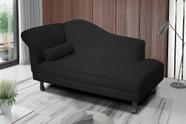 Recamier divã larissa liso 185cm lado esquerdo suede preto