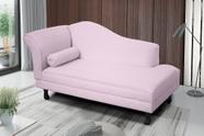 Recamier divã larissa liso 185cm lado esquerdo suede rosa bebê
