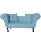 Recamier Divã Namoradeira Dubai Capitonê Suede Azul Turquesa - DS Estofados Recamier Divã Namoradeira Dubai Capitonê Suede Azul Turquesa - DS Estofados