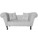 Recamier Divã Namoradeira Dubai Capitonê Suede Branco - DS Estofados
