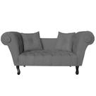 Recamier Divã Namoradeira Dubai Capitonê Suede Cinza - DS Estofados Recamier Divã Namoradeira Dubai Capitonê Suede Cinza - DS Estofados