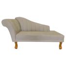 Recamier Divã Para Sala Cecilia Pés Retro Castanho 1.60cm Veludo Bege - INCASA DECOR