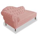 Recamier Divã Sofá 140 cm Lado Esquerdo Suede Rosê Novo Encanto