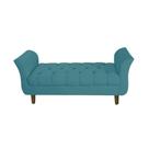 Recamier Estofado Para Hall de Entrada 90 cm Grécia Suede Azul Turquesa - INCASA DECOR
