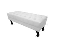 Recamier Luis Xv Capitonê Retrô 120cm Couro Branco Pés Madeira Ms Decor
