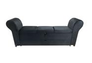 Recamier puff baú sapateira com braços e gaveta 1,38 cm para cama box padrão - preto