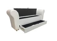Recamier puff baú sapateira com braços e gaveta 1,58 cm para cama box queen size - branco
