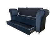 Recamier puff baú sapateira com braços e gaveta 1,58 cm para cama box queen size - preto