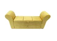 Recamier puff baú sapateira com braços e gaveta 1,58 cm para cama queen size - amarelo