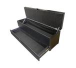 Recamier puff baú sapateira com gaveta 1,58 cm para cama box queen size - preto - material sintético