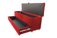 Recamier puff baú sapateira e gaveta 1,38 cm para cama box padrão - vermelho