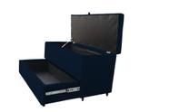 Recamier puff baú sapateira e gaveta 90 cm para cama de solteiro - azul marinho