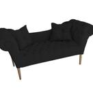 Recamier Sofá Estofado Para Sala de Estar Dubai Suede Preto - DL Decor